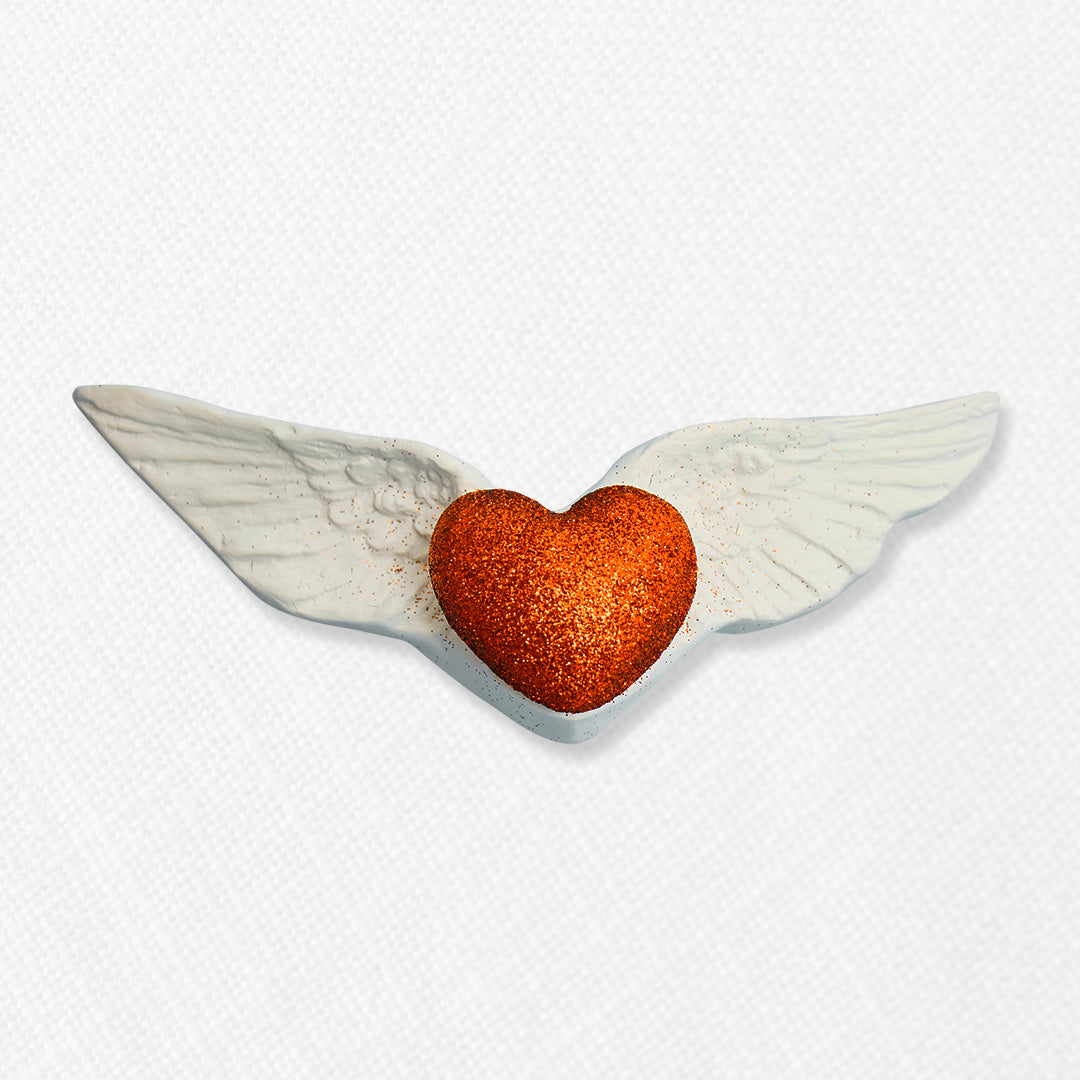 Bono de Pésame en bolsa de organza y Corazón con alas