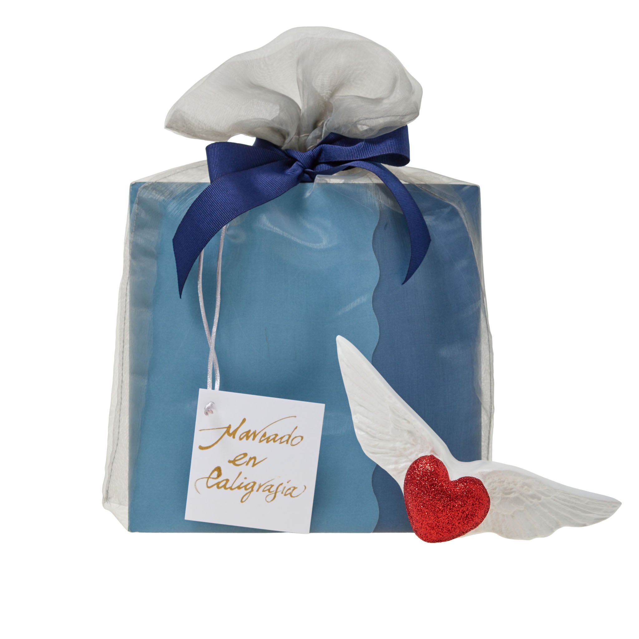Bono de Pésame en bolsa de tela de organza con Corazón con Alas