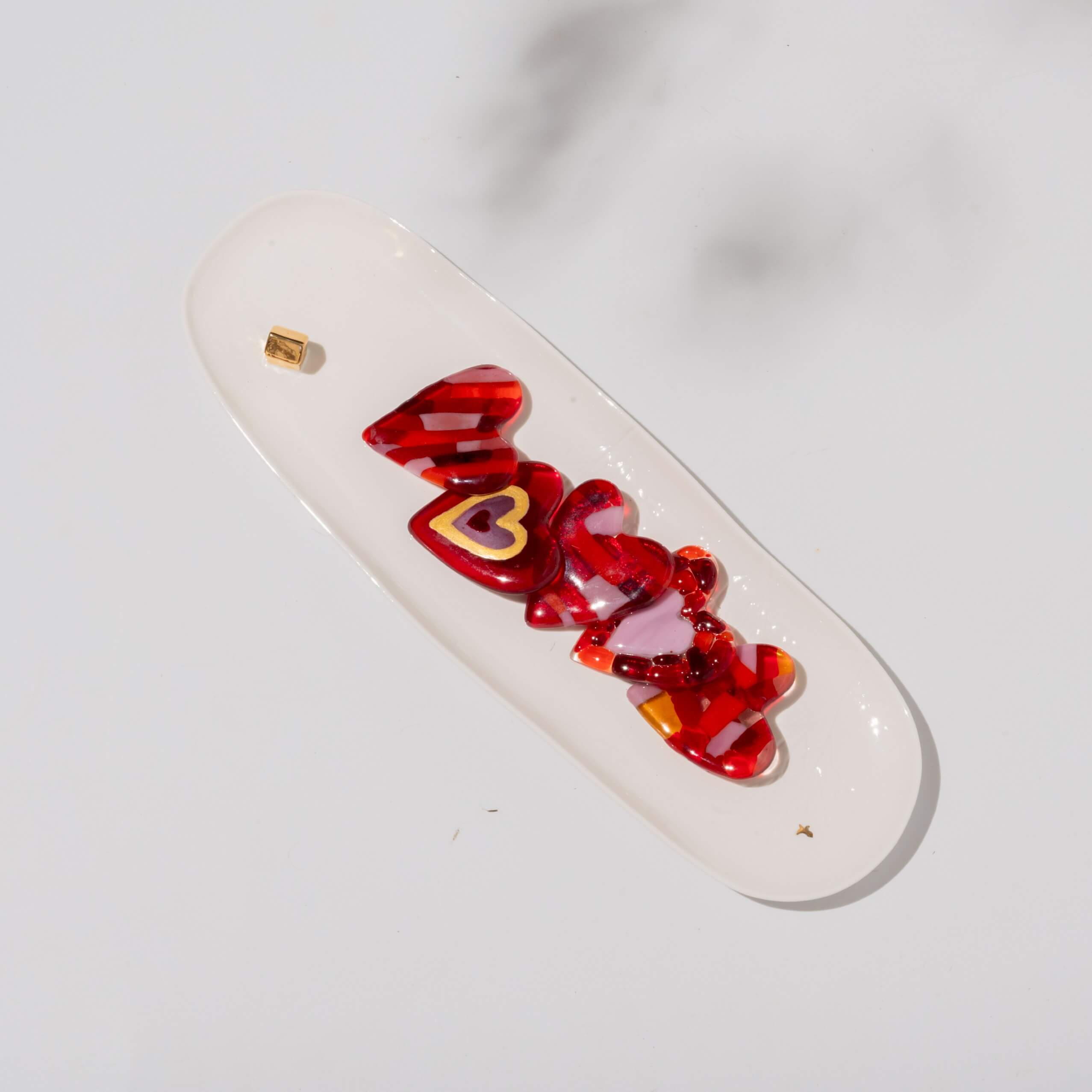 Corazón pin de vidrio