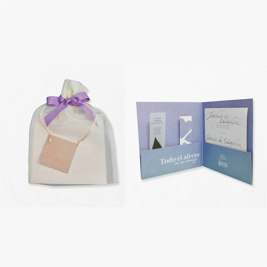 Bono de Pésame en bolsa de tela de organza con siembra de árbol