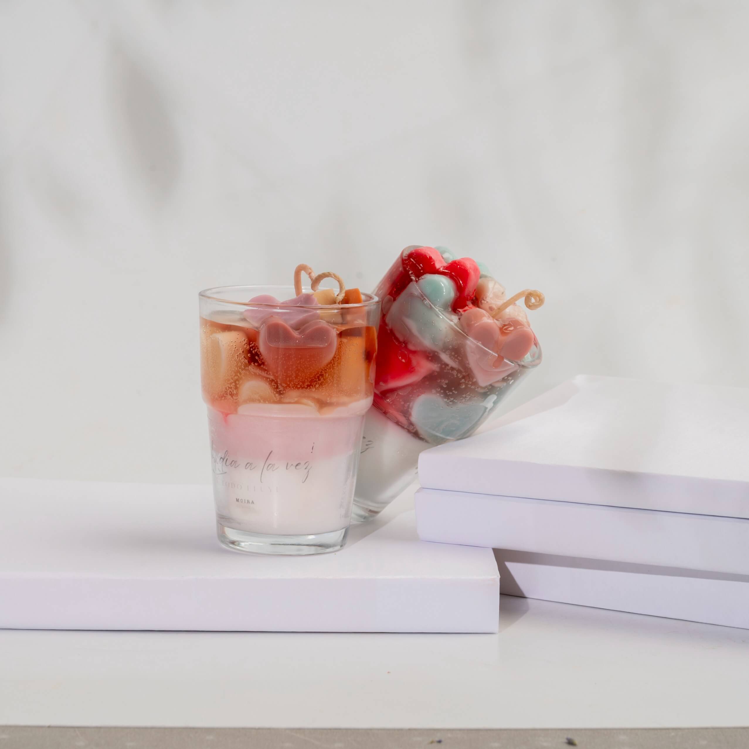 Vela en vidrio de Corazoncitos