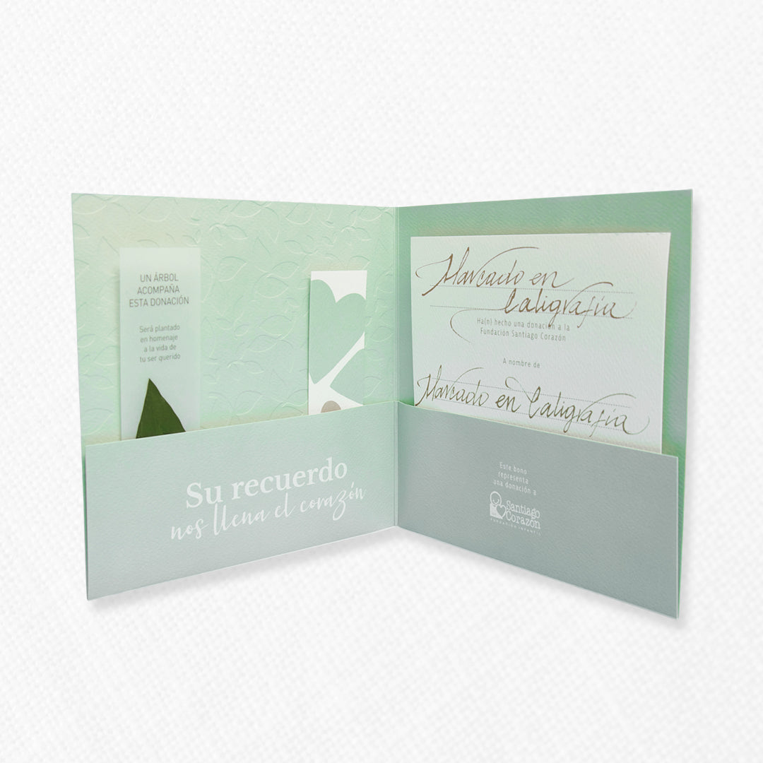 Bono de Pésame en bolsa de tela de organza con siembra de árbol