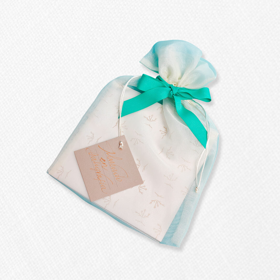 Bono de Pésame en bolsa de tela de organza y planta